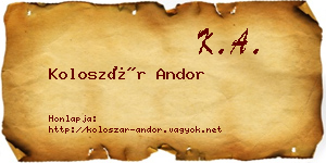 Koloszár Andor névjegykártya