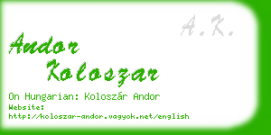 andor koloszar business card