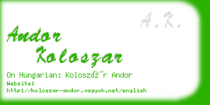 andor koloszar business card